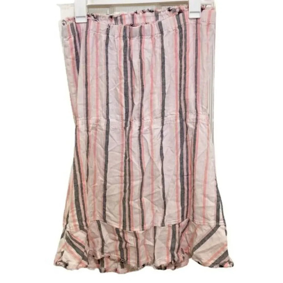 CLOTH & STONE Mini Dress Strapless Striped Linen Blend Pink & Gray Medium - Picture 2 of 7